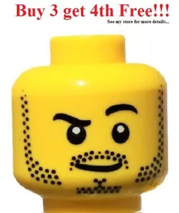 ☀️NEW Lego Male Boy Minifig Minifigure Face Head Beard Stubble #2 - Picture 1 of 3