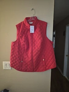 Croft & Barrow Womens Woven Quilted Vest Size 2XL  Red Soft Casual & Stylish - Picture 1 of 9