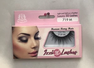 IZZI 3D LASHES LIGHT & SOFT AS A FEATHER LUXURY 3D LASHES #719 M HUMAN REMY HAIR - Picture 1 of 7
