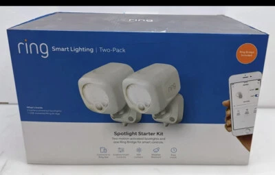 Lote de 2 Anillos Blanco Iluminación Inteligente Activado por Movimiento Exterior LED Foco (NUEVO) Foto 1 de 4