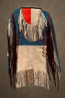 Chaqueta con flecos de cuero estilo nativo americano hecha a mano Juegos con disfraces occidentales Foto 1 de 3