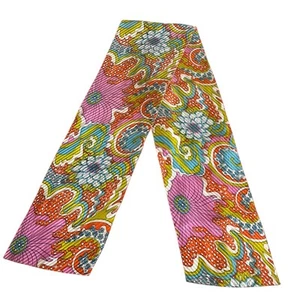 Vintage Psychedelic 60s Head Scarf Ribbed Colorful Pink Orange Summer Spring  - Picture 1 of 4