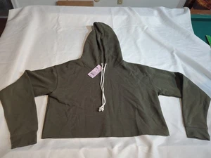 Wild Fable Damen Cropped Hoodie Sweatshirt olivgrün mit Strings Gr. M mit Etikett - Bild 1 von 11