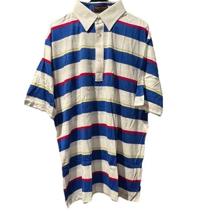 Polo vintage anni 90 a righe con colletto S.S. colori primari cottons country 2XL NOS - Foto 1 di 6