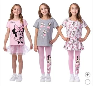 Minnie Mouse Girls Boys Tops Leggings Skirt Pink Multicolor 5-Piece Set Kids - Picture 1 of 7