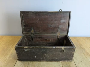 Antique Wooden Tool Box Tools Storage Dovetails Joinery Medium  - Picture 1 of 20