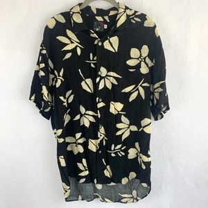 Vintage Jams World Men’s Shirt Medium Black Floral Rare Hawaiian 80s Tropical - Picture 1 of 10