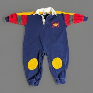 Vintage 90s KOALA KIDS Baby Boy 18M One-Piece Romper Primary Colors Football - Picture 1 of 6