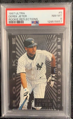 Derek Jeter 1997 Fleer Ultra #5 Rookie Reflections PSA casi nuevo-como nuevo 8 New York Yankees Foto 1 de 2
