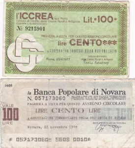 KAPPYSCOINS WC128 1976 1977 ITALY SCRIPT 100 LIRA NOTES ESTATE LOT COLLECTION - Picture 1 of 2
