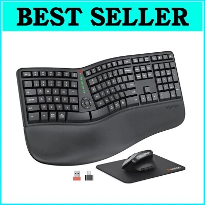 Split Wireless Ergonomic Keyboard & Vertical Mouse Set with Cushioned Palm Rest - Image 1 of 4
