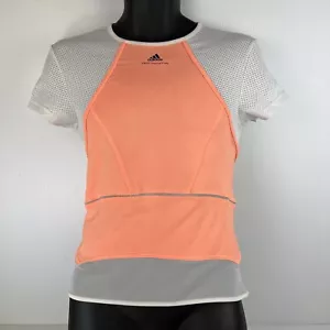 Adidas Stella McCartney Barricade Cap Sleeve Top Womens 40 Pink/White 36/58 - Picture 1 of 7