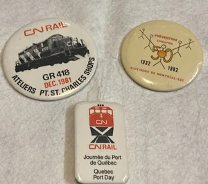 Vintage Canada National CN Rail + Shell 1980’s Pinback Buttons Lot Of 3 - Imagen 1 de 2