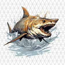 Gray Shark PNG Clip Art Sublimation Design Digital Download Clipart