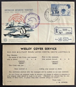 Australian Antarctic 1958 FDC Sc# L4 Wesley Cover Service Cachet + WCS Card - Picture 1 of 2