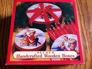 Cajas de anidación de madera para manualidades navideñas, 3 cajas de regalo de Papá Noel, Westwood International - Imagen 1 de 3