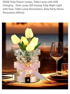 ONXE Tulpenblumenlampen, Tischlampe mit USB-Aufladung, Schreibtischlampe LED Analog Tulpe - Bild 1 von 7