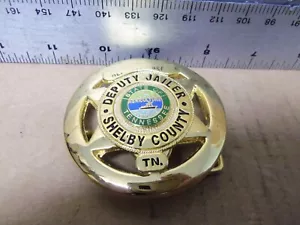 Vintage Deputy Jailer - Shelby County, TN - Solid Brass Belt Buckle (NOS) - Picture 1 of 6