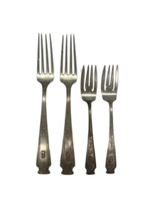 1918 Mandarin Sterling Silverware Set of Four Forks Monogrammed "C" by Whiting - Picture 1 of 9