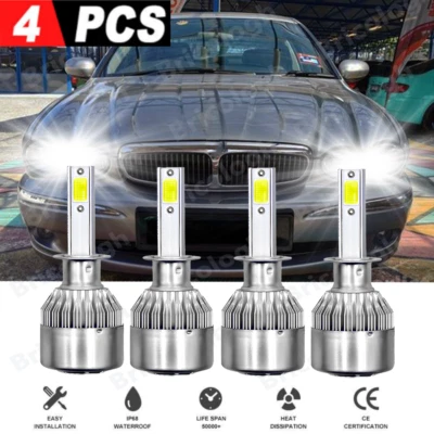 Combo de lâmpadas de feixe alto e baixo LED para Jaguar X-Type 2003-2008 4PC H1 - Imagem 1 de 4