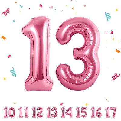 Zahlen luftballon 13 jahre | Rosa Folienballon-40"13 Geburtstagsdeko -13 Ball... - Imagem 1 de 4