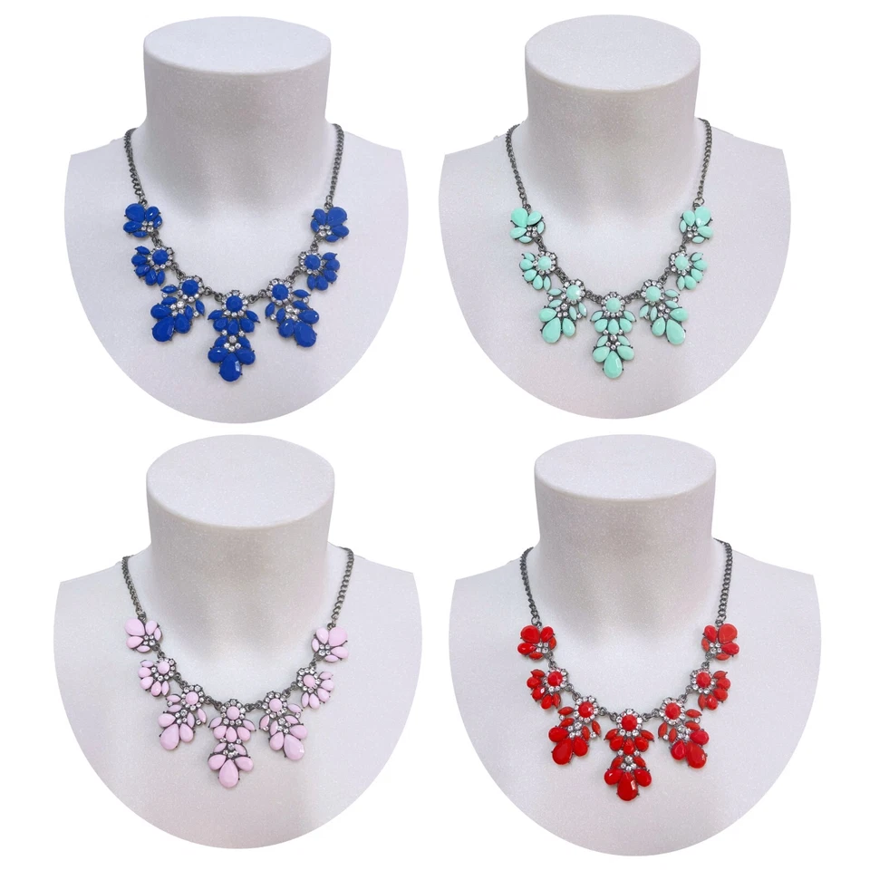 Collana Girocollo con Fiori Cristallo Strass da Donna Regolabile Colori Assorti - Immagine 1 di 1