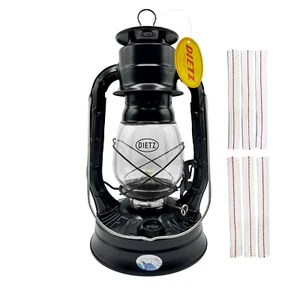 LOM - Dietz #08 Air Pilot Plain Black Trim Oil Lantern with 7/8" Wick Strips - Picture 1 of 5