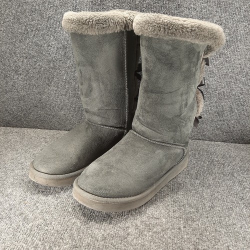 Stivali Ugg donna grigi slip on fodera cashmere con cravatte posteriori decorative taglia 7