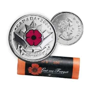 2004-P Canadian 25-Cent Remembrance Poppy Coloured Quarter Special Wrap Coin - Picture 1 of 3