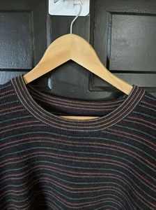 Cutter & Buck Merino Wool Sweater Mens 3XB Black / Red Stripe Heavy Knit Crew - Picture 1 of 10