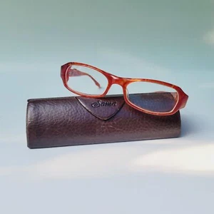 Sama 53-18 145 MAC eyeglasses oval rectangle red orange marble - Picture 1 of 13
