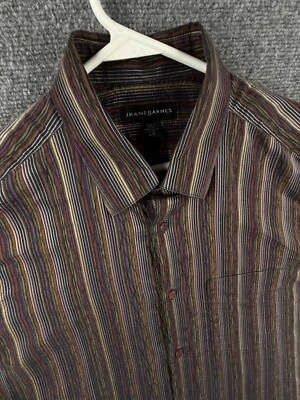 Jhane Barnes Mezcla de Seda Colorido Manga Larga Abotonado Geométrico Cuello a Presión Foto 1 de 4