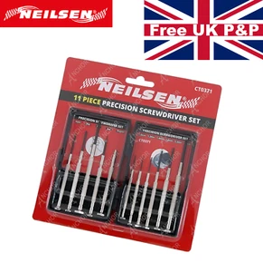 Juego de destornilladores de precisión joyeros pequeños planos Philips punzón e imán juego de 11 piezas - Imagen 1 de 3