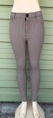 LEGGINGS XADREZ MARROM BRANCO FEMININA ZARA tamanho L cintura alta 30" #4379 nova com etiquetas - Imagem 1 de 4