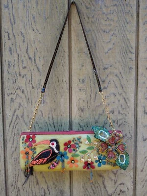 Mary Frances Vintage Snakeskin Parrot-themed Clutch Handbag  - Image 1 of 4