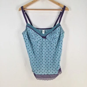 Intimo womens cami tank top size 18 blue geometric stretch sleeveless 095121 - Picture 1 of 9