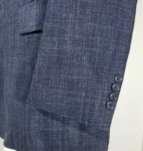 Vintage OLIVER 44L Navy Blue w/ White Slub Wool Blazer Jacket Sport Coat - Picture 1 of 7