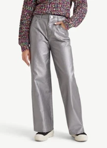 Justice Girls' Wide Leg Silver Pleated Pant Size M (8), Slim and Plus - Picture 1 of 6
