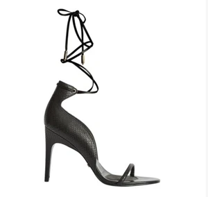 REISS Coco Snake Print Party Heels Sandal Size Uk 4,7 Black Grey Rrp £165 NWB - Picture 1 of 5