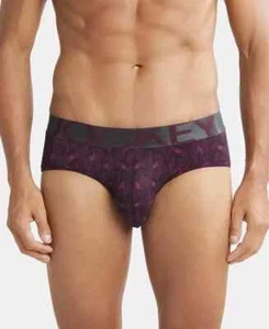 Jockey Men Tactel Microfiber Elastane Stretch Printed Brief with Purple potent - Picture 1 of 5