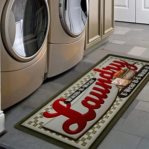 Pauwer Farmhouse Laundry Room Rug Runner 20"X48" Rubber Non Slip Kitchen Mats fo - Picture 1 of 12