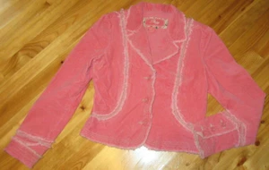 Plugg JR. L Pink Button Up Frayed Edges/Hem Casual Jacket Great Preowned CUTE! - Picture 1 of 5