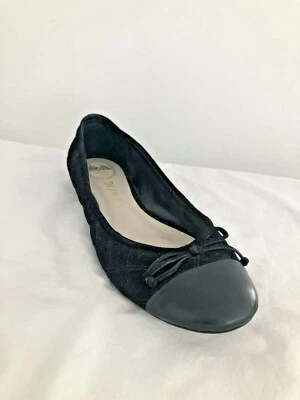 Delman Womens Classic Round Toe Ballet Flats Black- Suede & Leather Quilted Sz 7 - Image 1 of 4
