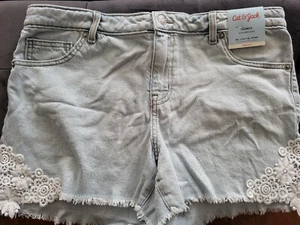Girls' Cutoff Jean Shorts - Cat & Jack XL (14/16) Plus Adjustable Waist/Stretch - Picture 1 of 4