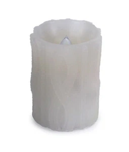 Melrose 4" White Cable Knit B/O Flameless LED Wax Christmas Pillar Candle - Imagen 1 de 1