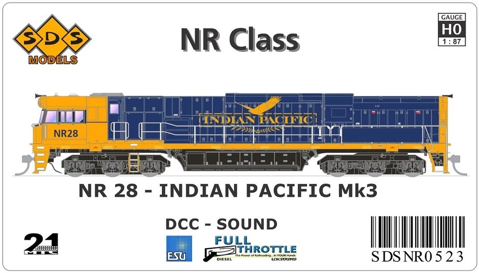 SDS Models NR Class Locomotive NR28 Indian Pacific Mk3 DCC/sound, on SALE ** - image 1 of 1