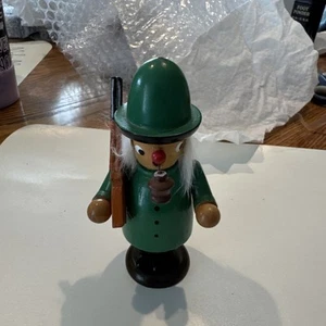 German Smoker Rauchermann Incense Burner Wood Hunter Figurine Vintage 5.5” - Picture 1 of 6