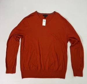 Banana Republic Luxus Mischung Herren XL Orange Pullover Neu mit Etikett Seide Kaschmir V-Ausschnitt - Bild 1 von 8