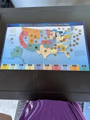 USA Coin Collector Map Quarters 1999-2008 With 49 coins - Image 1 of 3