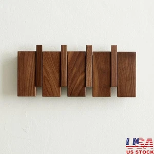 Wall Mounted Coat Rack W/ 4 Hooks Piano Keys Design Solid Wood Home Organizer US - Picture 1 of 23